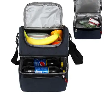 

Double-layer ice pack waterproof and leak-proof insulation bag multi-function Oxford cloth portable lunch bag fresh lunch box