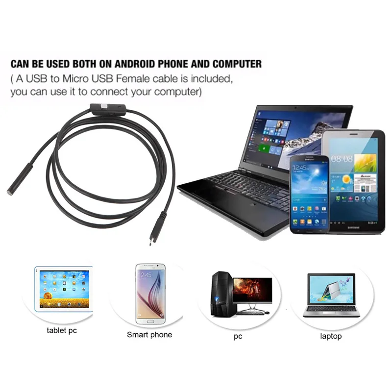 7 мм объектив Водонепроницаемый Android эндоскопа 1 м 5 2 3 кабель USB Камера контроль