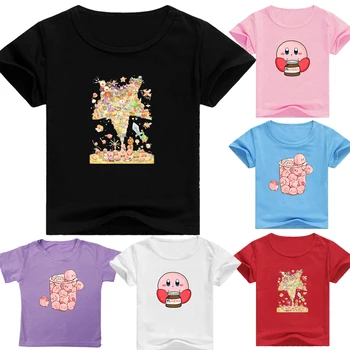 

Children Cute Kirby T Shirts Cotton Short-sleeved T-shirts Baby Toddler Girls Cartoon Anime Tee Tops Kids Summer O-Neck Clothes