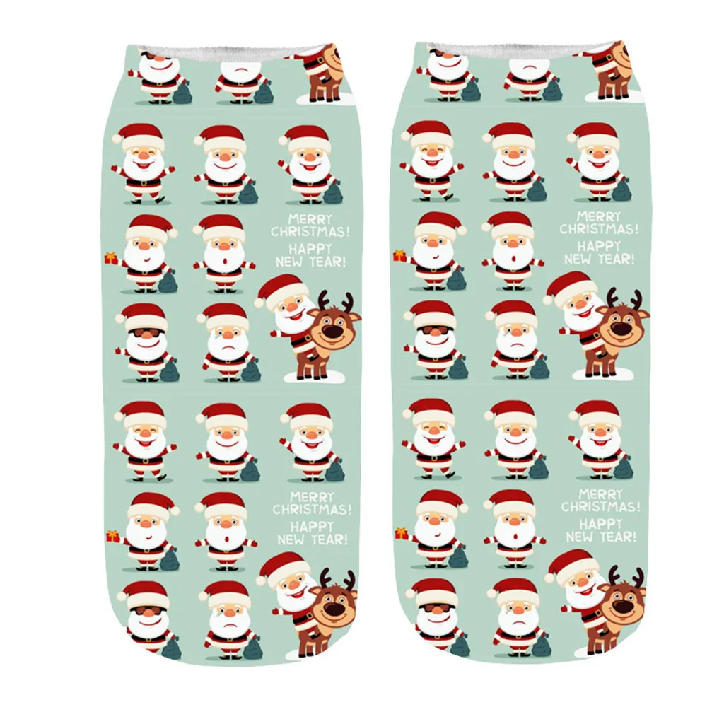 Забавные Модные Повседневные носки унисекс с 3D принтом на Рождество, милые короткие носки для мужчин и женщин, носки для мужчин и женщин, новинка - Цвет: L