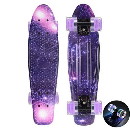 Purple Galaxy Flashi 2" Круизер скейтборд мини пластиковый скейт доска Ретро Лонгборд Графический Галактический Звездный Печатный скейт доска - Цвет: Purple Galaxy Flashi