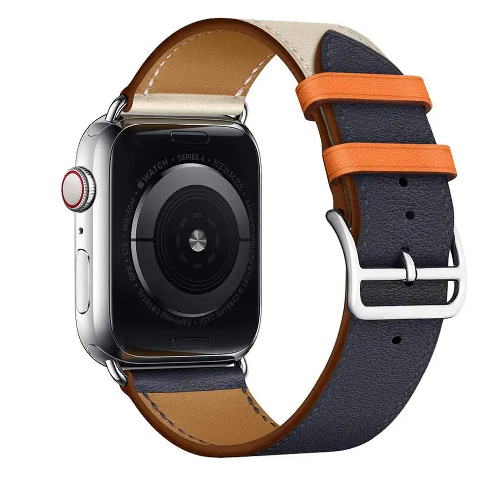 Genuine Leather Watchband Apple Watchs 44  Apple Watch Series 7 Leather  Strap - Watchbands - Aliexpress
