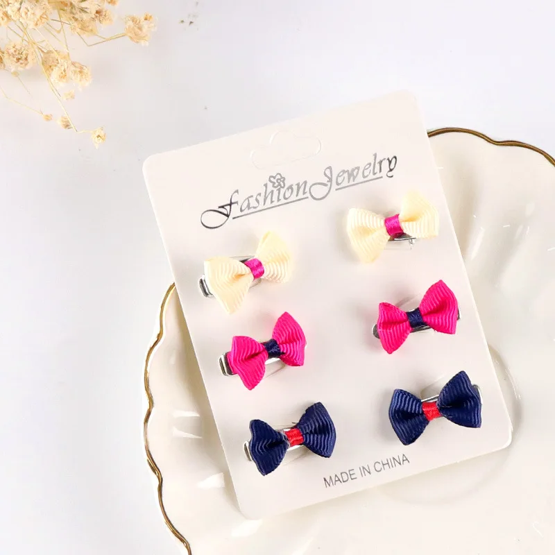 6 Pcs/set Mini Baby Hair Pins Bow Colorful Newborn Baby Girls Hair Clip Lot Baby Hair Clips Bowknot Metal Kids Accessories Girls
