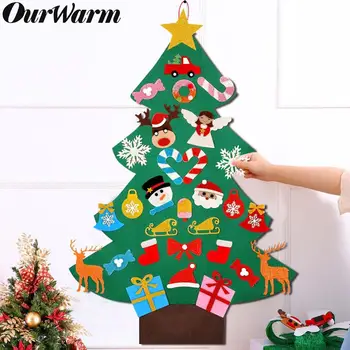 

OurWarm Upgrade DIY Felt Christmas Tree New Year Kids Gifts Toys Artificial Tree Xmas Home Decoration Wall Hanging Ornaments