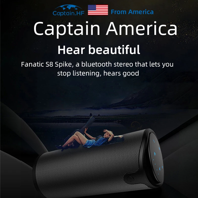 Captain HF Bluetooth Динамик Беспроводной Портативный динамик Время Воспроизведения 20ч Портативная колонка для кемпинга Портативная акустика Звук для кемпинга с доп. Чехлом