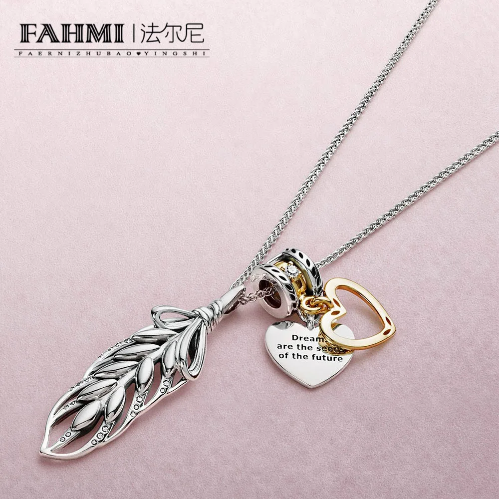 

FAHMI 100% 925 Sterling Silver 1:1 SHINE SEEDS OF THE FUTURE HANGING CHARM FLOATING GRAINS PENDANT NECKLACE Clavicle Chain Set