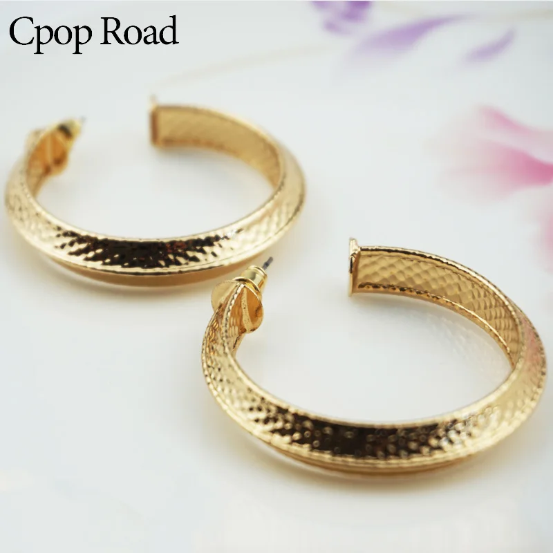 Cpop большие круглые золотые серьги кольца для женщин массивные Модные ювелирные