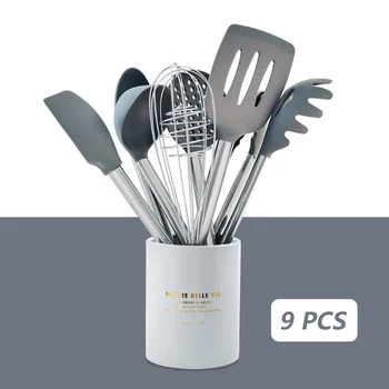 

9PCS Kitchen Utensils Set Silicone Kitchenware Cooking Utensils Set Stainless Steel Handle Nonstick Spatula Kitchen Accessories