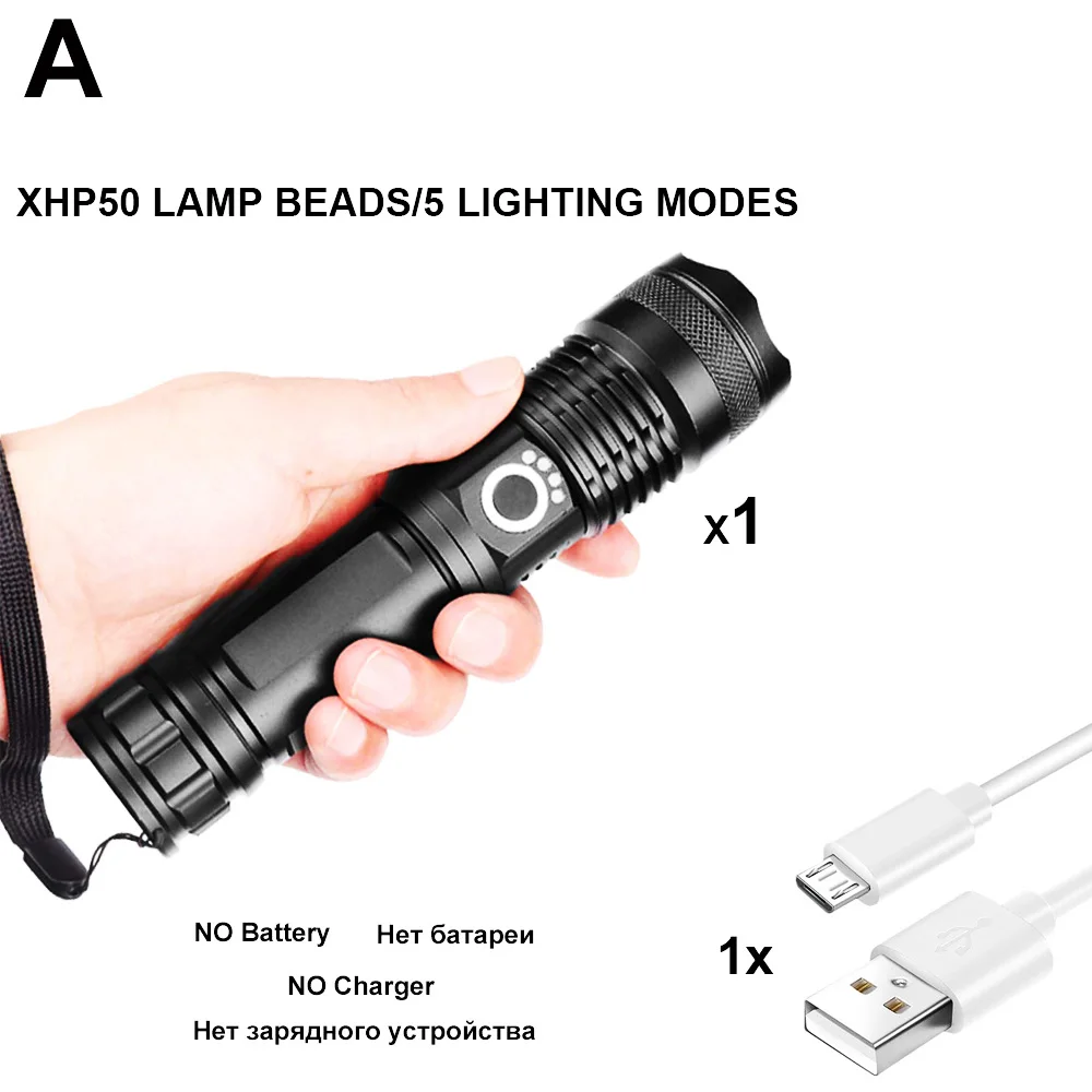 XHP50-A ZK20 супер яркий XHP90 светодиодный светильник-вспышка с высокими люменами, масштабируемый USB Перезаряжаемый мощный дисплей, мощный фонарь 26650, ручной светильник - Испускаемый цвет: XHP50-A