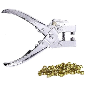 

Eyelet Hole Punch Pliers Punch Pliers Set with 100 Eyelets Eyelets and Hole Punch Kit for Leather, Belt, Shoe,