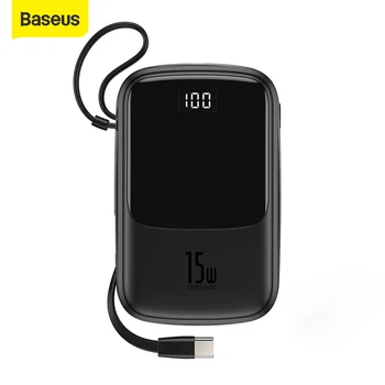 

Baseus 10000mah Power Bank 15W Phone Charger 4 Output 2 Input Digital Display Battery Powerbank Portable Charger For iP Samsung