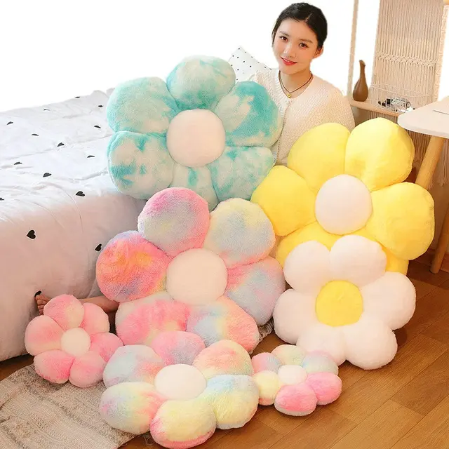 Furry Plush Flower Pillow Mat Stuffed Lifelike Colourful Peach Blossom Flower Shape Baby Home Soft Pillow Cushion Home Decor 1