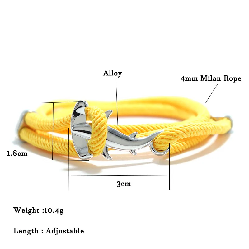 Adjustable Shark Charm Beach Bracelet for Men and Women