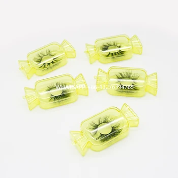 

Transparent Yellow Candy Lash Cases Plastic Lash Boxes With Tray Private Label Sticker Wholesale Large Inventory Mink Lashes