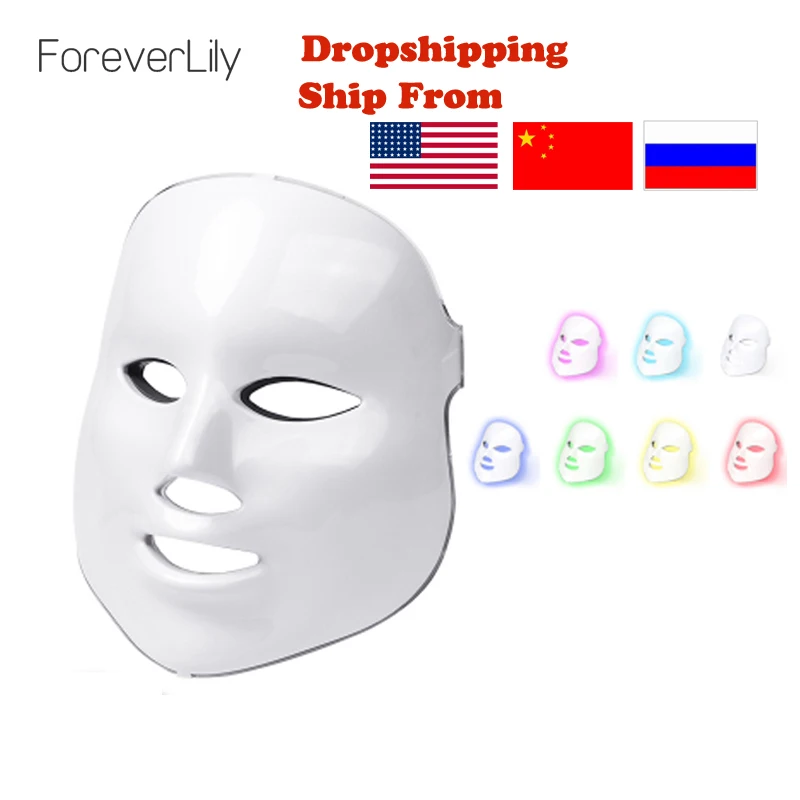 Comprar Foreverlily belleza fotón LED máscara Facial terapia 7 colores de luz para el cuidado de la piel rejuvenecimiento arruga eliminación de acné cara belleza Spa