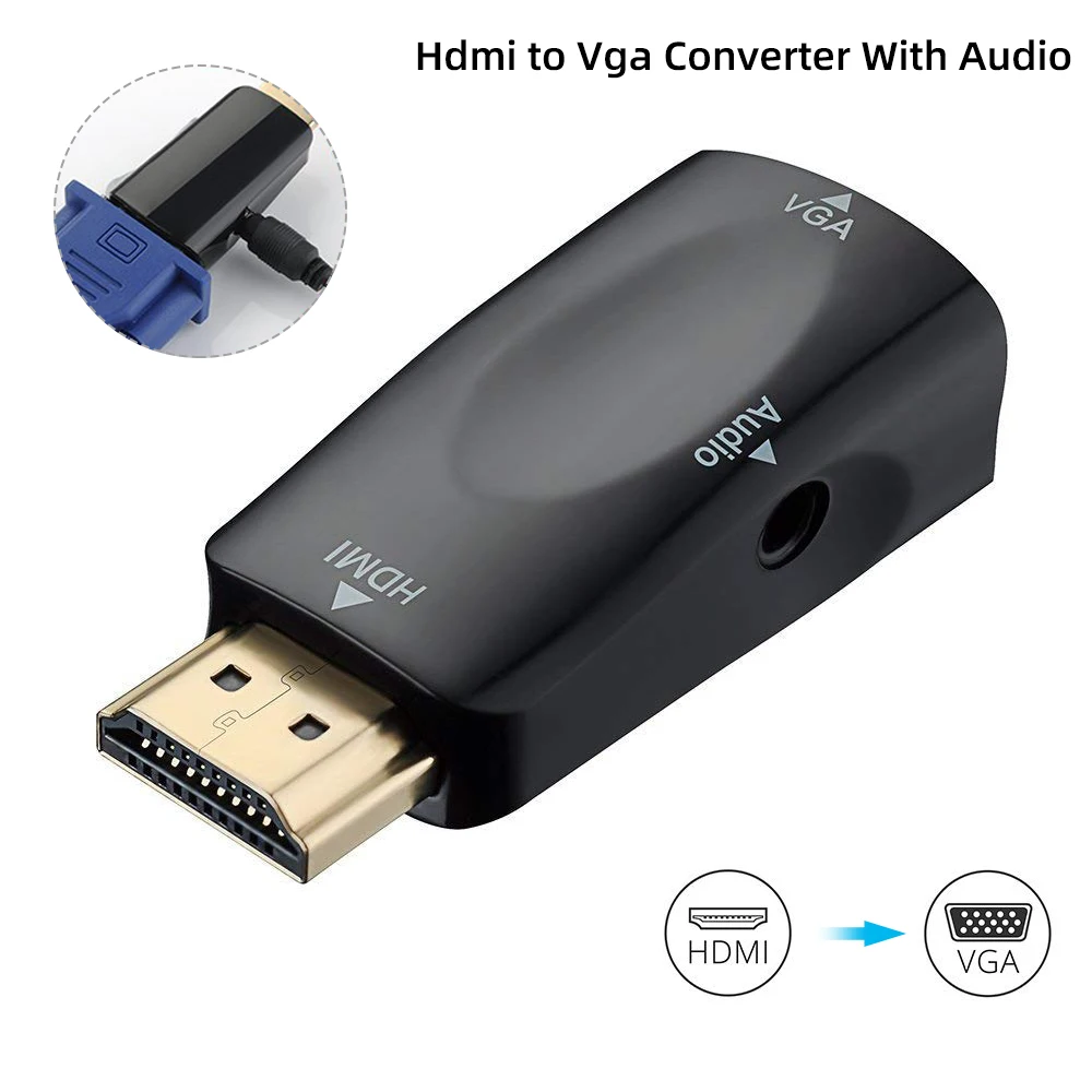 

Hdmi To Vga Converter Adapter With Audio Cable For PC Laptop TV Box Computer Display Projector