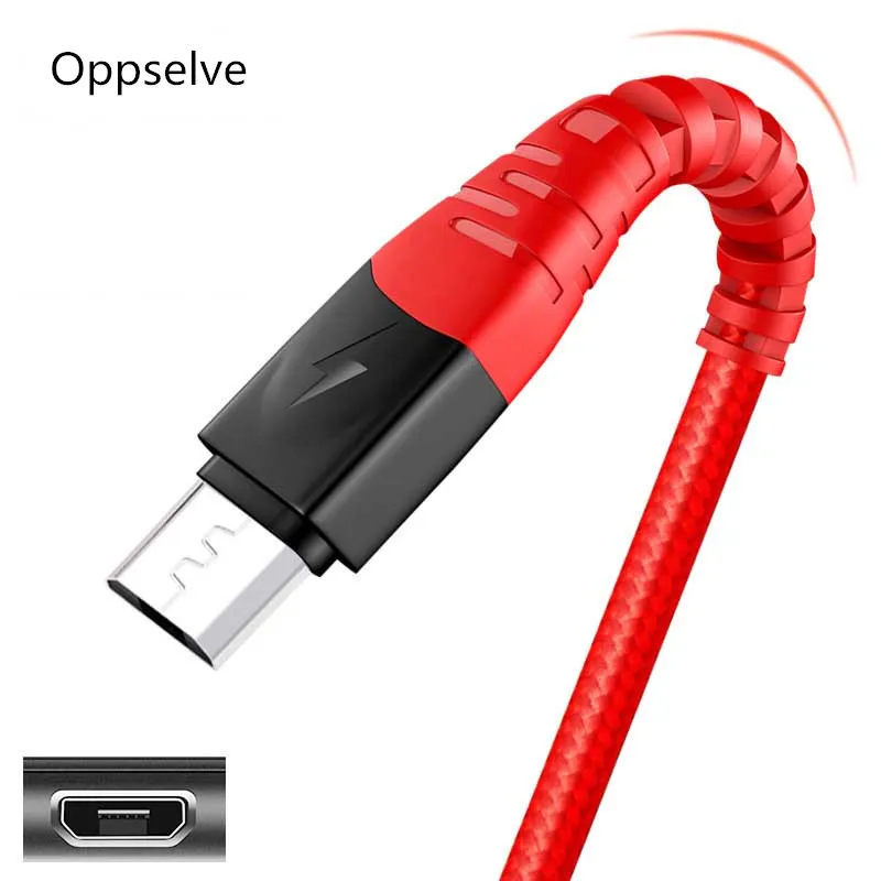 

Oppselve Micro USB Cable 1m 2m 3m Nylon Fast Charging Data Cable For Samsung Xiaomi Android Tablet Mobile Phone Charging Cord