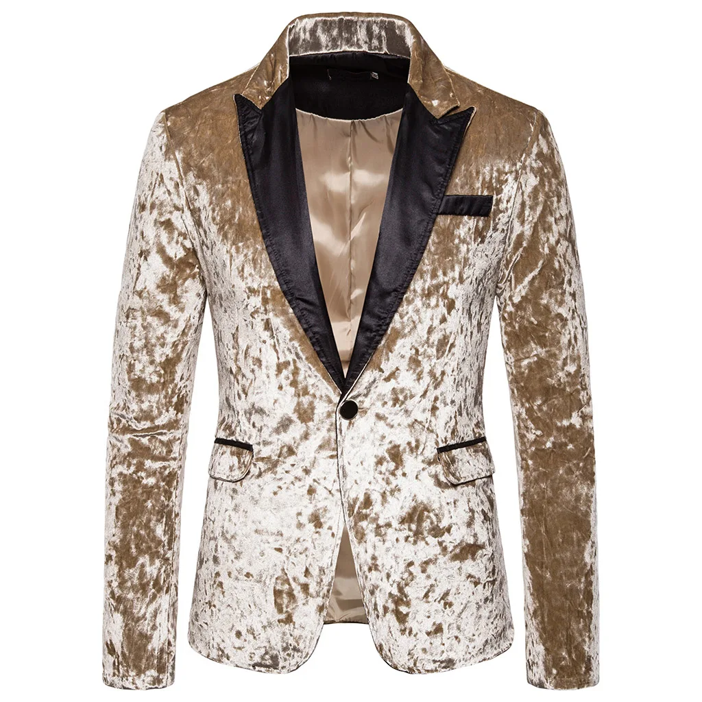 Мужская куртка блейзеры Повседневный модный мужской бархатный костюм Hombre Nightckub сцена для свадебной вечеринки костюм Slim Fit костюм пальто для мужчин 2XL