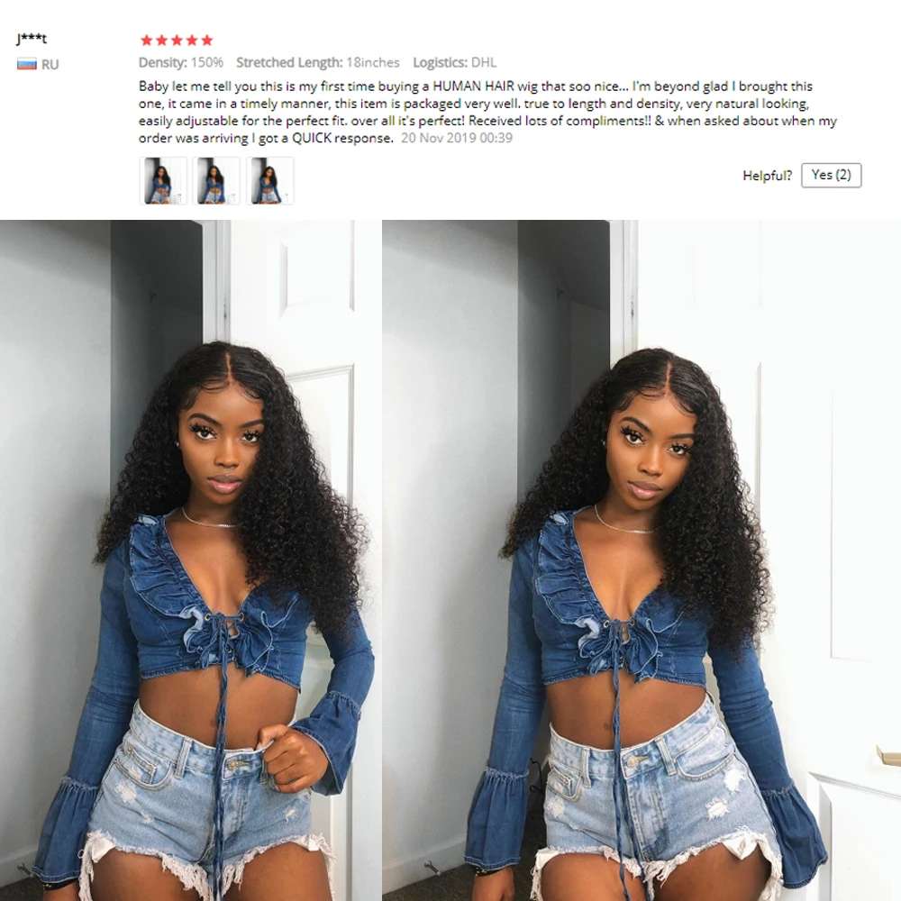  180 High Density Afro Kinky Curly Lace Front Wigs 13x6 Lace Front Human Hair Wig For Black Women Pr