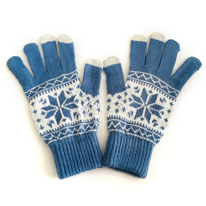 blue-blue snow Morewin модные модели, перчатки для вождения для женщин и мужчин, вязаные весенние теплые перчатки для сенсорного экрана, рукавицы для телефона, свободный размер - Цвет: blue-blue snow