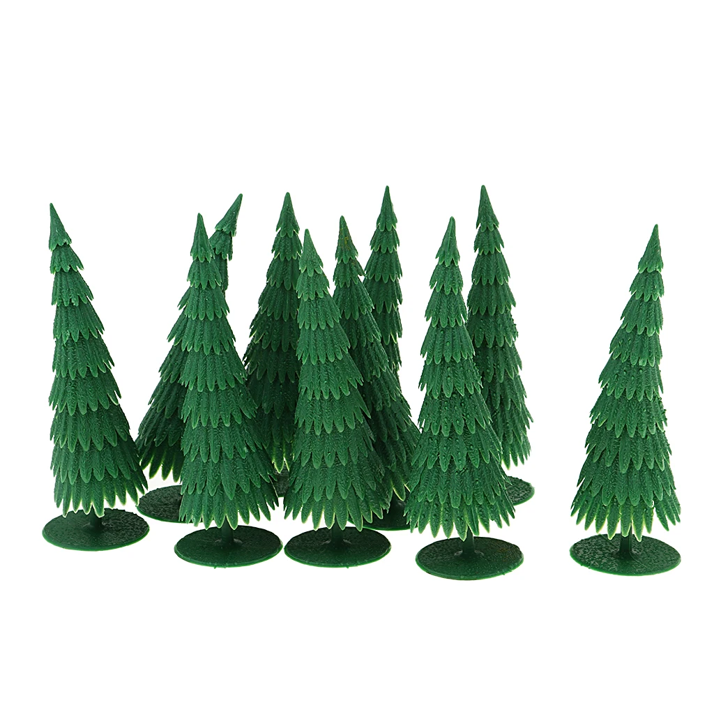 10Pcs 13cm Plastic Pine Model Trees for Railway Landscape Wargame Decoration