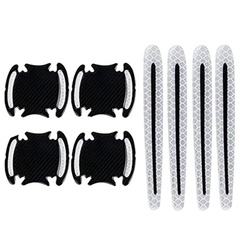 

8 Pieces of Car Door Handle Reflective Stickers, Universal Handle Scratch Protection with Reflective Strips