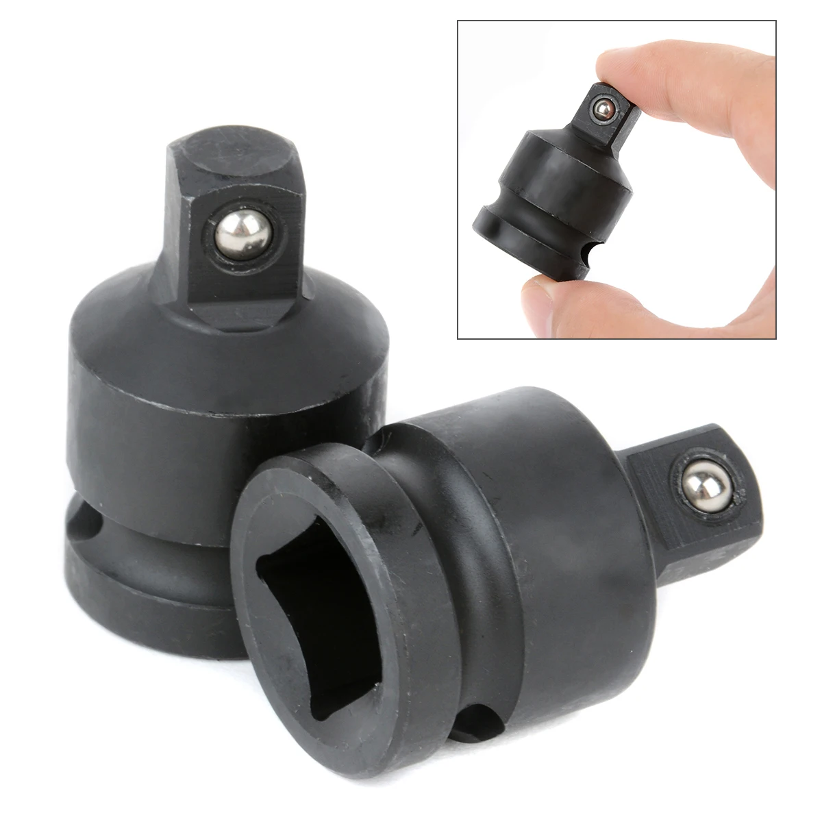 2PCS 1/2 to 3/8 Pneumatic Sleeve Adapter Head Adapter Socket Black Chrome-molybdenum Steel Reducers Air Impact Adapters
