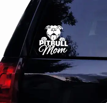 Black/Silver Pitbull MOM Vinyl Decal Cute Animal Sticker Vinyl Car Accessories Art Design Removable S649