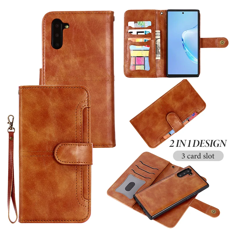 Luxury PU Leather Magnetic case For Samsung Galaxy Note 8 9 10 Pro 2 in 1 Card Slot Wallet Case For Samsung A520 Cases