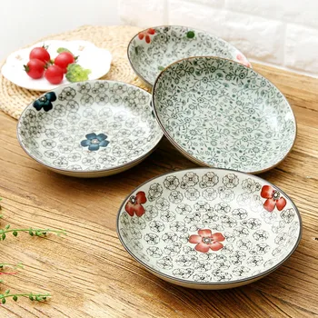 

Creative fruit plate Japanese style dish dish dish household ceramic tableware round dish plate plate dinner plate steak plate