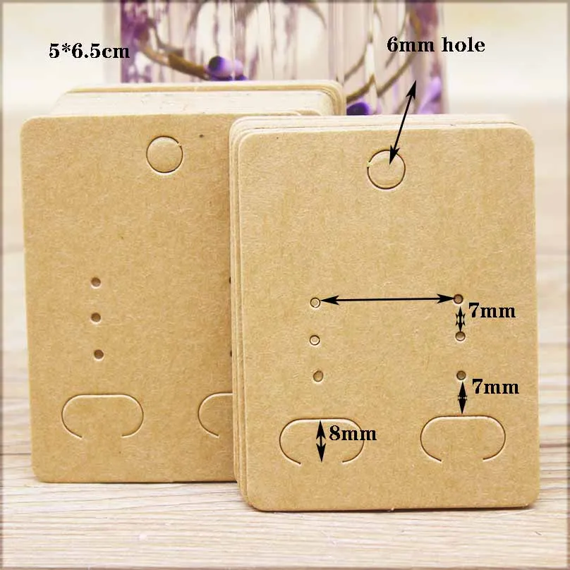 50Pcs 5*6.5cm wholesale Jewelry Display Card Accessories Earring Cards kraft white blank Jewelry drop earring package Card 