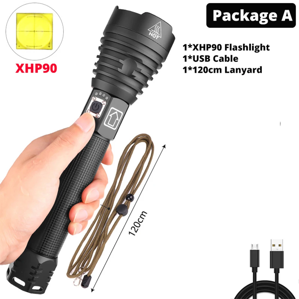 A Самый мощный XHP90 светодиодный фонарь XLamp Zoom фонарь XHP70.2 USB Перезаряжаемый тактический фонарь для кемпинга и охоты - Испускаемый цвет: A