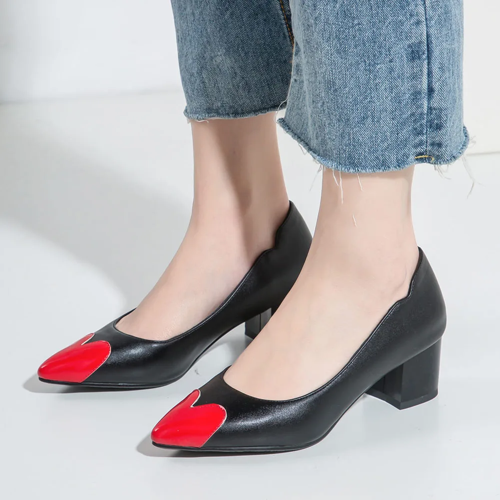 

Sarairis 2020 New Fashion Square Heels Pointed Toe Slip-On Office Pumps Women Shoes Shallow Spring Elegant Shoes Woman Pumps