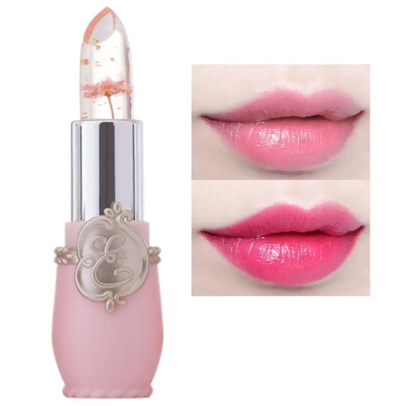 

1Pc Waterproof Transparent Lipstick Handmade Long Lasting Temperature Color Changing Jelly Lipgloss With Dried Flower Lip Balm