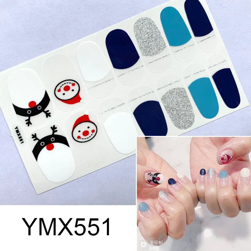 YMX551 Леди KINDOM лак для ногтей сделай сам стикер s Рождество серия Дизайн ногтей водонепроницаемые оберточные Стикеры для ногтей Санта Клаус Наклейки Для Ногтей - Цвет: YMX551