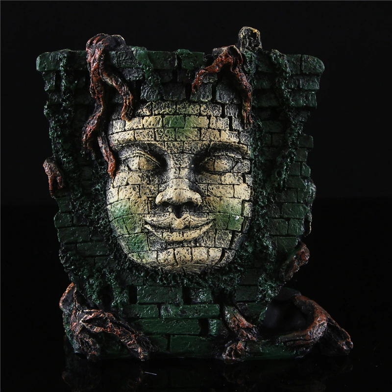 5 New Aquarium Decoration Under Water Grass Landscaping Resin Skull Reptile Ornaments Four-Faced Buddha Evasion House Hidden Room