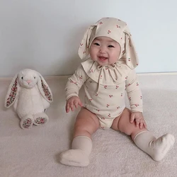 Pyjama de printemps pour bébé de 3 à 24 mois, sac à pats, barboteuse, col en feuille de Lotus, Triangle, oreilles de lapin, chapeaux 
