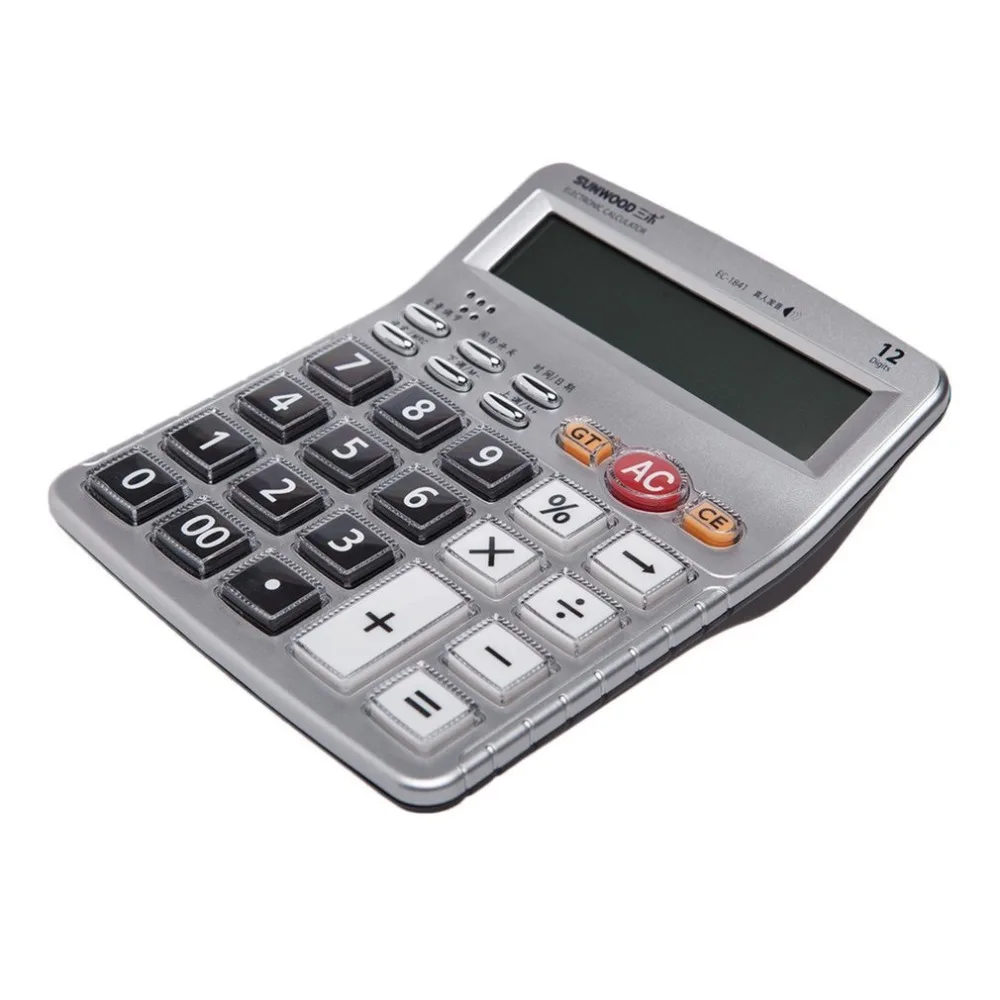 Профессиональный EC-1841 SUNWOO Настольный калькулятор 12 цифр бизнес-голосовой электронный калькулятор