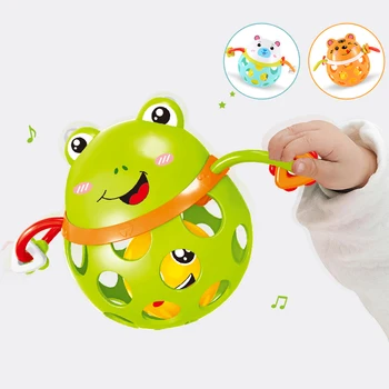 

0-12 Months Baby Rattles toy Intelligence Grasping Gums Plastic Animal Music Hand Shake Toy Early Educational Gift for Newborns