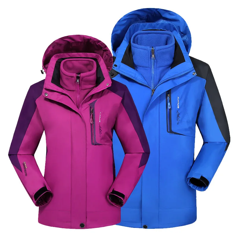 

Winter COUPLES Raincoat Jacket Both Sets of Men's And Women's Plus-sized Cold Thick Plus Velvet Mountaineering Mens And Womens
