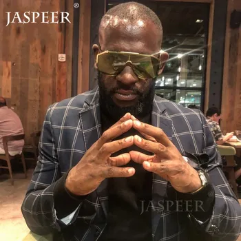 

JASPEER Rimless Goggle Lens Sunglasses Men Women Vintage Gradient Shades UV400 Personality Alloy Glasses Oculos High Quality