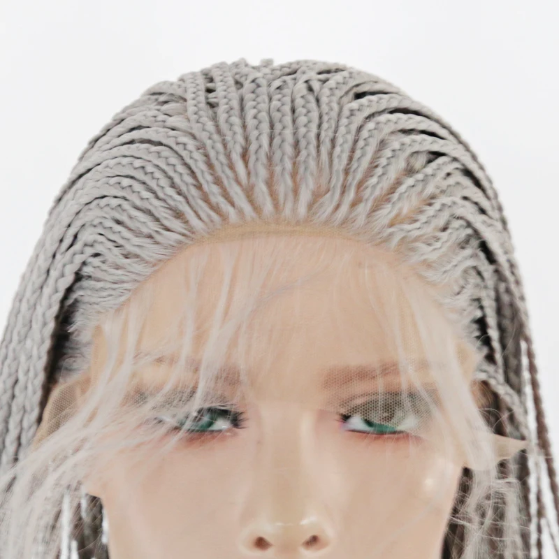 Харизма длинные серые высокие Температура волокна Волосы, на крючках, косички, синтетика, Синтетические волосы на кружеве парик Серый Mirco короб Плетеный 13x3 парики шнурка для Для женщин