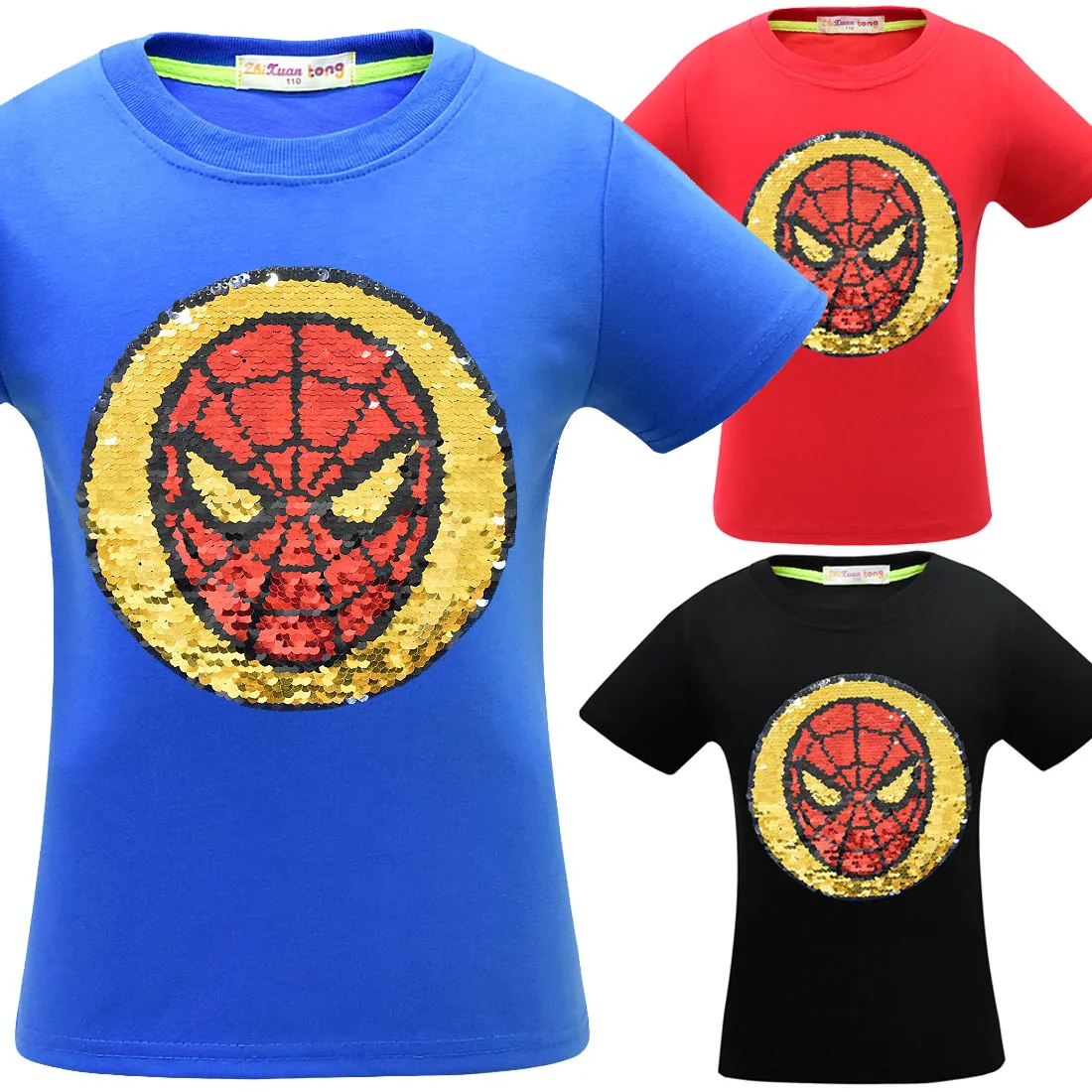 

Boy Girl Magic Conversion Sequin T-shirt Child Kid Short Sleeve Cartoon Casual Baby Change Face Unisex Cotton Clothing