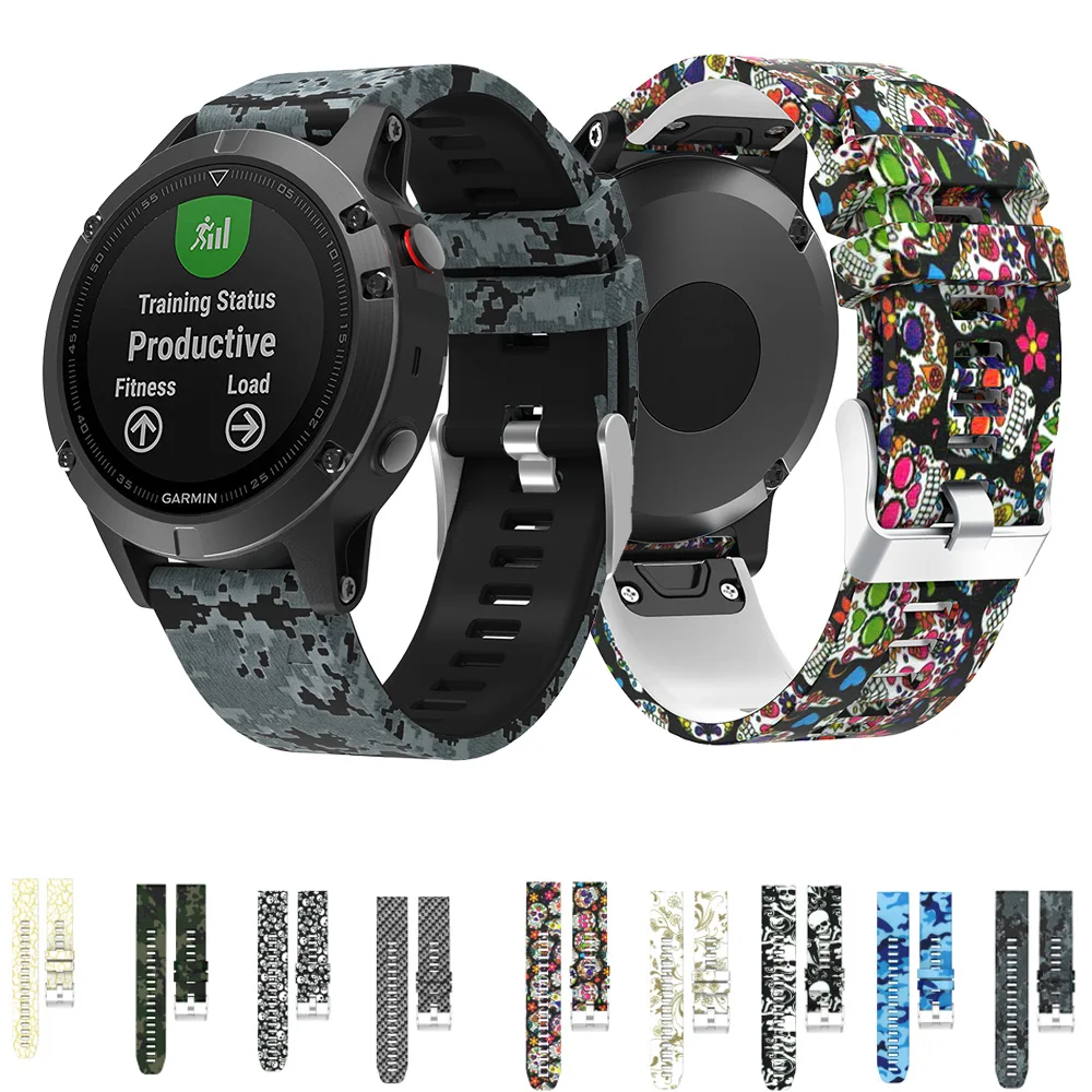 Силиконовый ремешок для наручных часов Garmin Fenix 5 / Plus сменный спортивного