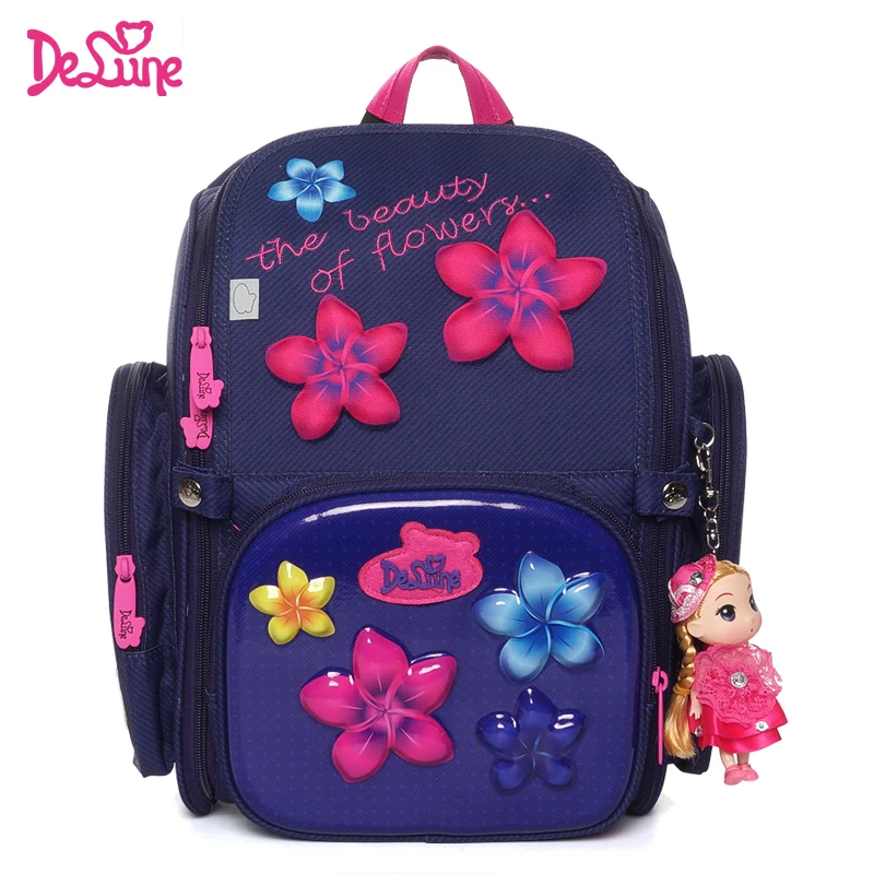 Delune, новинка, школьная сумка с мультипликационным принтом, ортопедический Детский рюкзак для девочек, 3D модель совы, кошки, Mochila Infantil, ранец для детей 1-3 лет - Цвет: 6-117