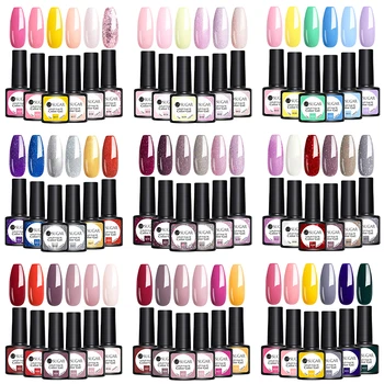 

UR SUGAR 6pcs/set 7.5ml Holographics Gel Nail Polish Solid Shimmer Nail Art Soak Off UV LED Gel Nail Polish No Wipe Top Coat