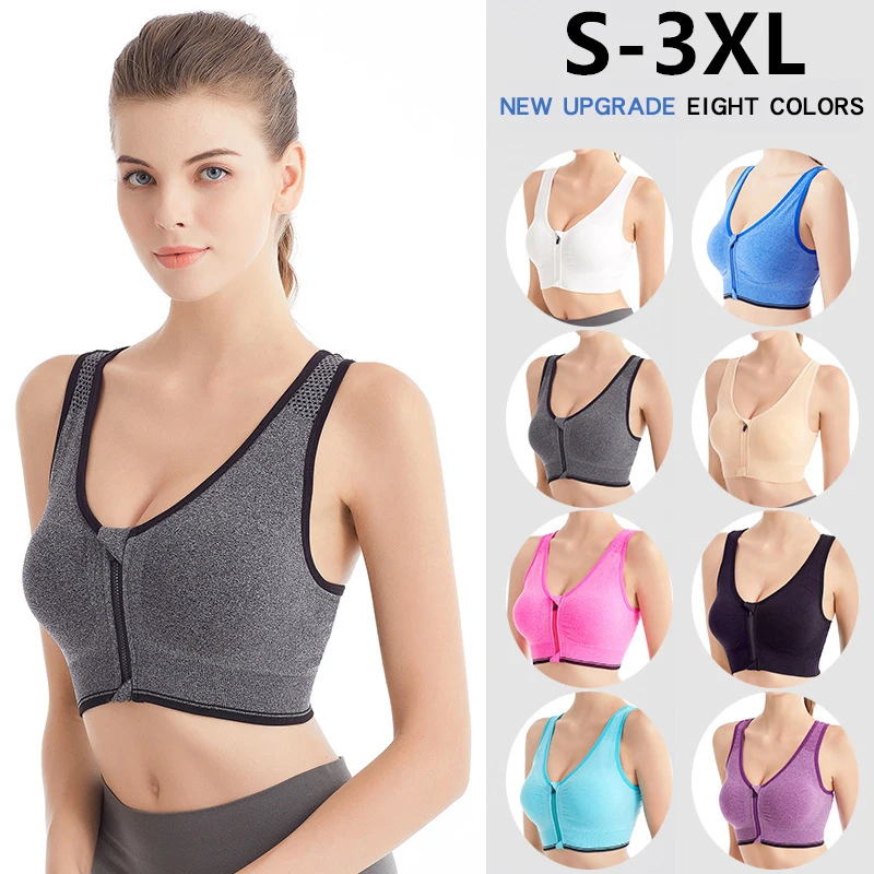 Front Zipper Sports Bras For Women Shockproof Breathable Rimless Running  Vest Yoga Sports Bralette Underwear Women Workout Top