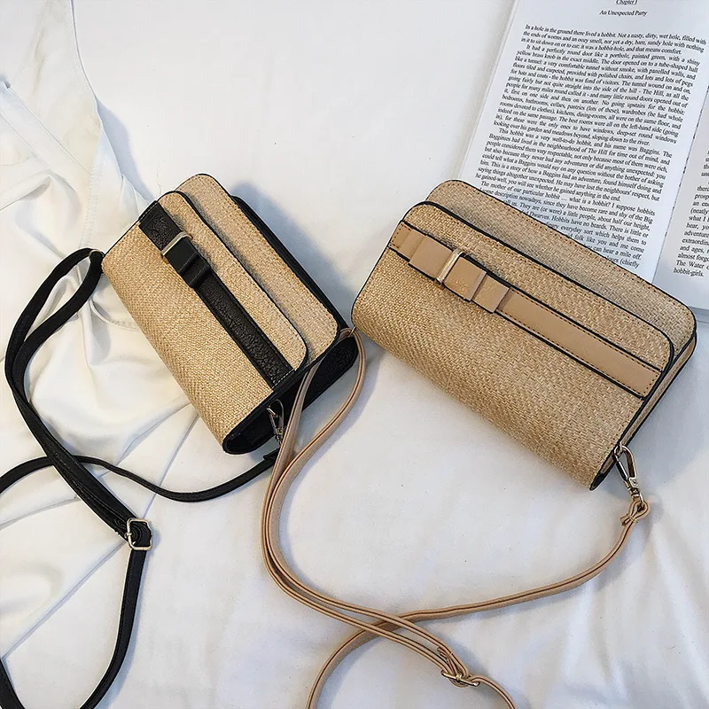 

Summer Small Bag Women's 2019 New Style Fashion Cute Straw WOMEN'S Bag MORI Series GIRL'S Shoulder Square Sling Bag