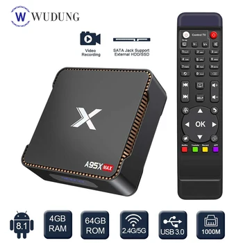 

Video Recording Smart Box TV A95X MAX X2 TV Media Player 4K HDR Dual Band Wifi Bluetooth 1000M Android 8.1 Amlogic S905X2 TV Box