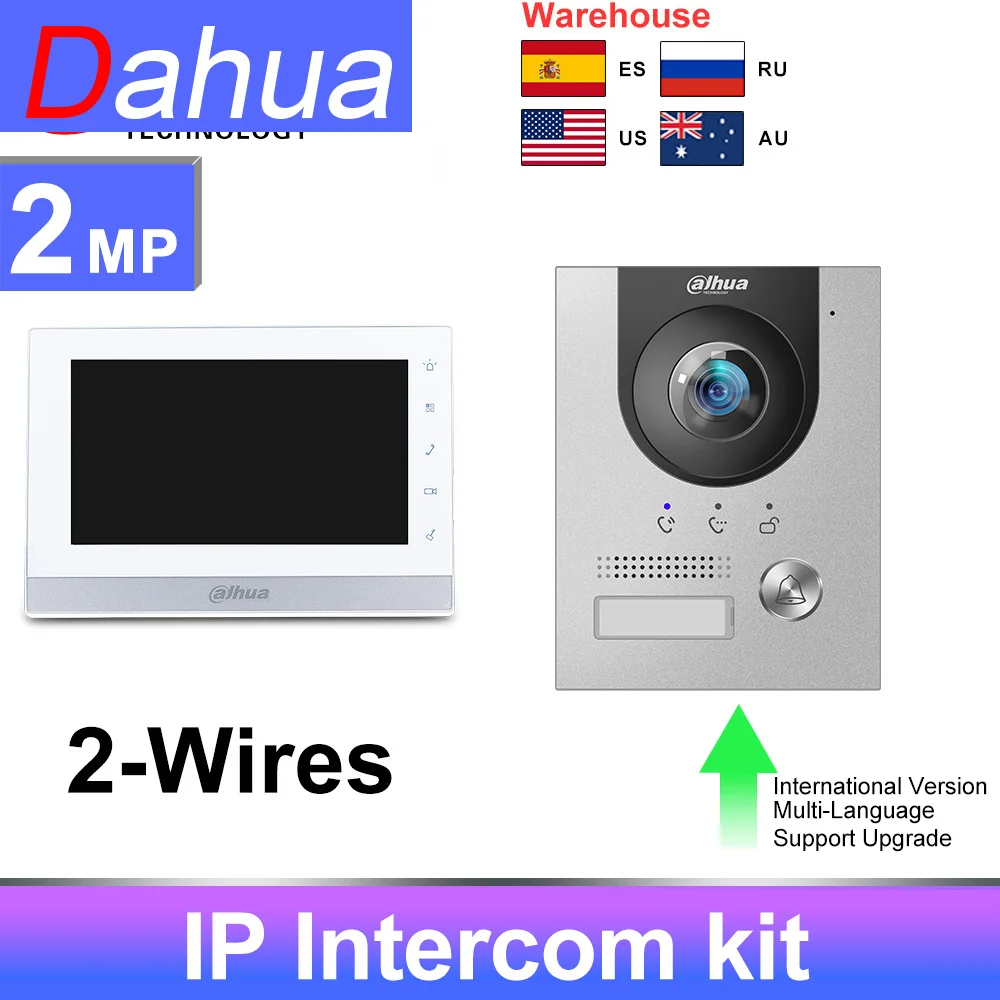 Dahua Intercom VTO2202F-P-S2 POE VTH1550CHW-2-S1 VTNC3000A 2-wire Audio Alarm 2-Door Control App Remote kit | Безопасность и